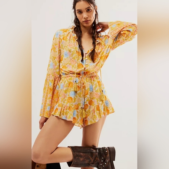 Spell Enchanted Wood Romper Playsuit Dandelion Yellow Floral Small NWOT - Picture 8 of 16